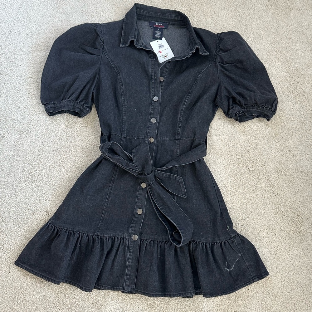 Black denim mini dress- NWT